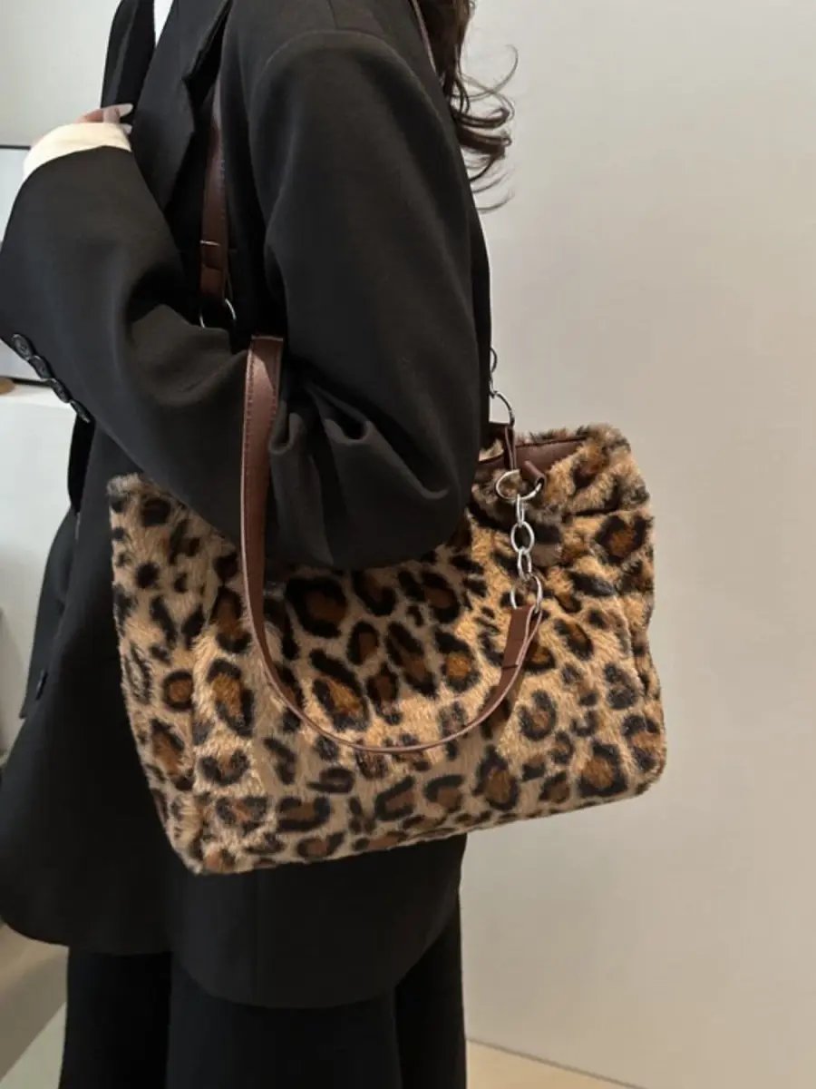 Faux Fur Leopard Shoulder Bag - Love Salve